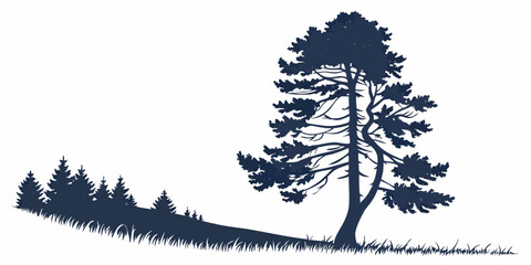 Minimalist Pine Tree Silhouette - Clean Vector Evergreen with Layered Branches