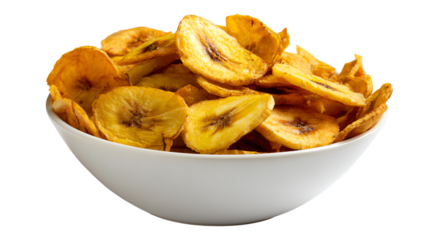A bowl of crispy banana chips, perfect for snacking and adding a delightful crunch to your meals. Enjoy the sweet, tasty flavor.