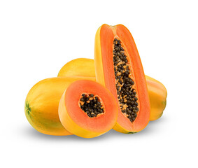 fresh papaya fruits isolated on transparent background