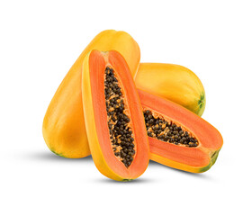 fresh papaya fruit isolated on transparent background