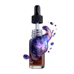 Galaxy Serum Bottle – Cosmic Skincare Concept with Space-Inspired Liquid