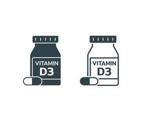 vitamin D3 supplement jar icon, a bottle of vitamin D3 supplement