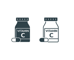 vitamin C supplement jar icon, a bottle of vitamin C supplement