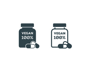 Bottle of vegan Dietary Supplements, vegan Dietary Supplements jar