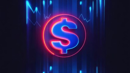 Neon dollar sign showing american currency and finances - Powered by Adobe