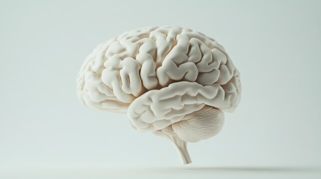 Human brain model on neutral background in studio setting