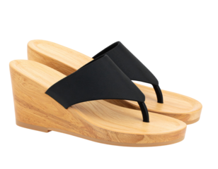 Streamlined Minimalist Slipon Sandals with Ergonomic Contoured Soles Isolated on Transparent Background