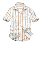 Obraz premium A red plaid cotton casual shirt with a collar and long sleeves is isolated on a white background