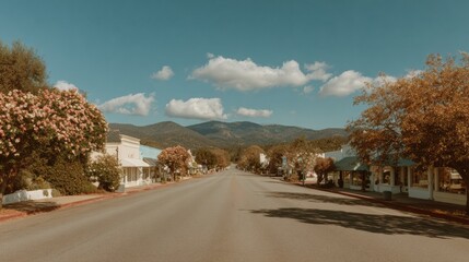 Fototapeta premium Authentic County Fair Day Quiet Street Scene with Small-Town Charm and Autumn Vibes Featuring Harvest Festival and Labor Day for Lifestyle Marketing