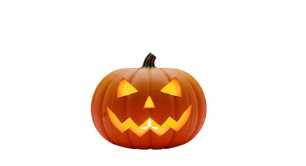Obraz premium Spooky glowing jack-o'-lantern with carved face and candle, perfect for Halloween celebrations and festive decor.