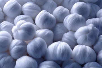 Many fluffy white balls clustered close together