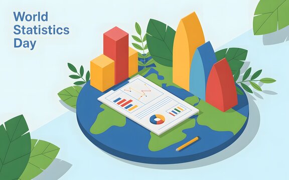 World statistics day celebration with global data visualization - Powered by Adobe