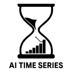 Vector ai icon illustration showing an hourglass containing a graph and falling sand inside it on transparent background