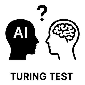 Vector ai icon illustration depicting the turing test with ai and human brain comparison concept on transparent background