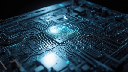 Close-up of circuit board with central processor