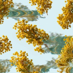 Obraz premium Wattle Day Mimosa Floral Pattern Premium Seamless Design for Authentic Heritage Promotion and Social Media Marketing in Spring and Harmony Day Season