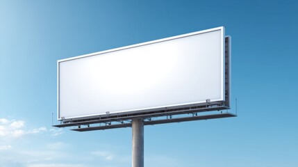 Obraz premium Blank Billboard Against Blue Sky: Outdoor Advertising Structure Mockup for Creative Commercial Placement