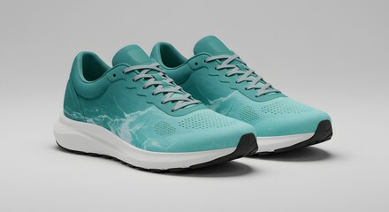 Teal Running Shoes with Wave Design