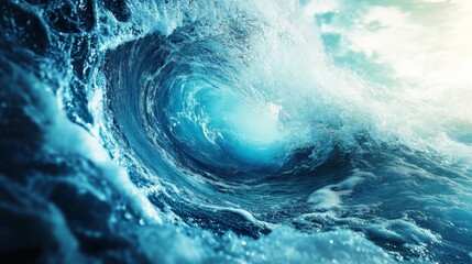 Close up of a wave crashing on the ocean surface.