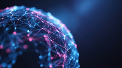 Abstract Technology Network Connection Background with Nodes and Lines, Digital Data Visualization and Innovation