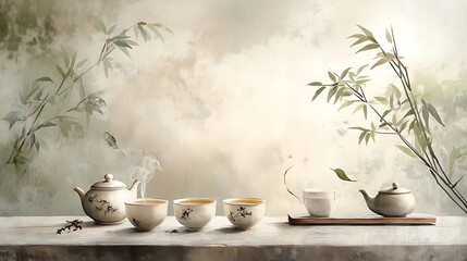 Tranquil tea set still life