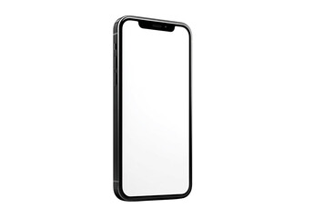 Modern smartphone with a blank white screen, isolated on transparent background