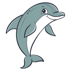 Obraz premium Cartoon Dolphin Illustration with a Playful and Friendly Expression on its Face