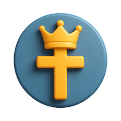 Fototapeta premium 3D Golden Crowned Cross Icon Isolated on a Transparent Background