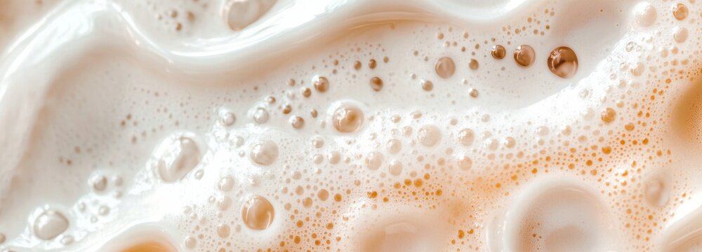 Thick foamy milk texture creating creamy white bubbles in a fresh beverage