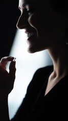 Modern Preventative Skincare Concept with Smiling Woman Holding Vitamin Capsule Authentic Wellness and Natural Health Marketing Content