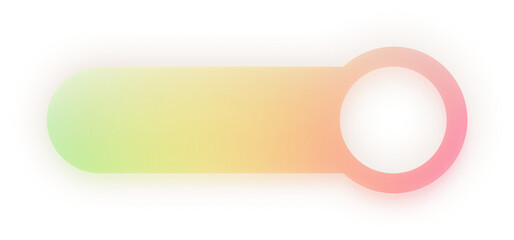 Obraz premium Gradient Neon Rounded Rectangle With Right Circle End Icon – Multicolor Shape With Soft Glow For Web And App Interface, UI UX Design Element, Colorful Call To Action Graphic