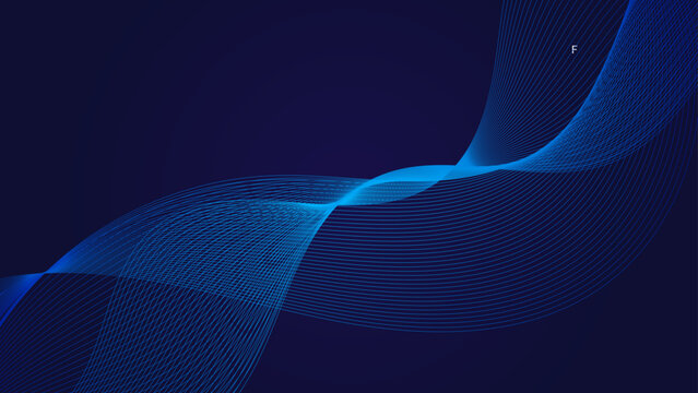 Blue line wave gradient background. Minimalist cover with vibrant perspective line wave in motion. Futuristic technology concept. social media, cover, banner, flyer, music, ads. vector illustration
