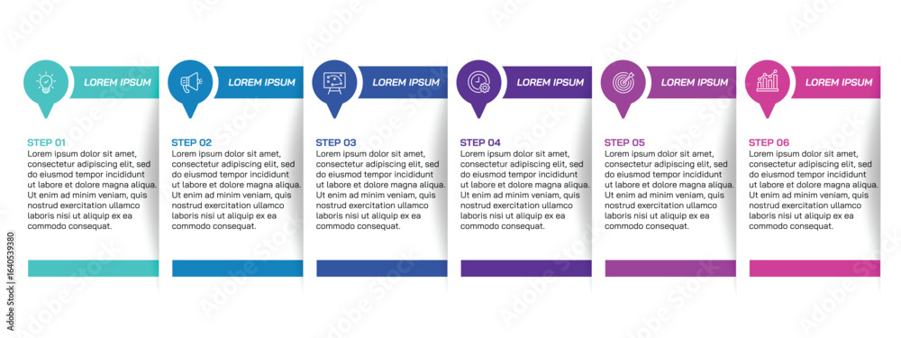 Wall mural steps business data visualization timeline process infographic template design with icons