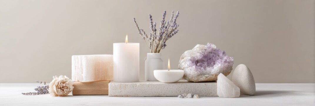 Modern Lunar Meditation Ritual Setup with Selenite and Lavender Premium Authentic Wellness Content for Mindful Millennials and Spiritual Entrepreneurs