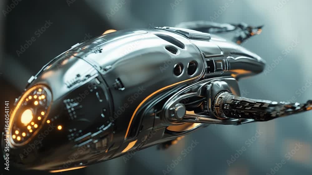 Sticker futuristic spaceship flying in a sci fi environment
