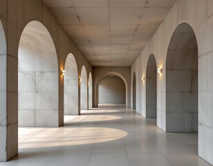 Fototapeta premium Modern Minimalist Corridor with Curved Arches
