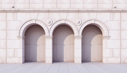 Minimalist Architectural Structure with Arched Doorways
