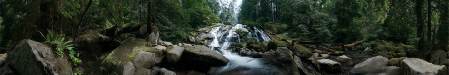 Naklejka premium Waterfall adventure forest hdr panorama nature