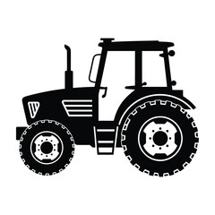 Silhouette of a modern farm tractor