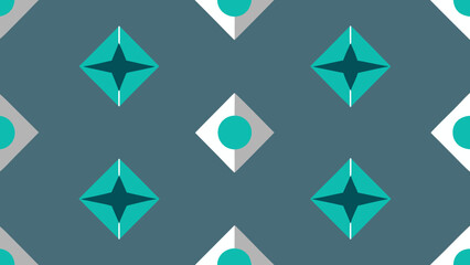Repeating Pattern Of Teal Diamonds And White Squares