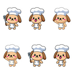 Vector Cartoon Chef Dog Set