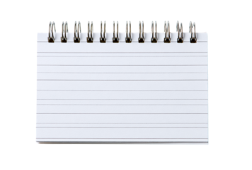 Blank spiralbound notepad with lined paper, isolated on transparent background