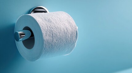 Toilet paper roll mounted on a wall