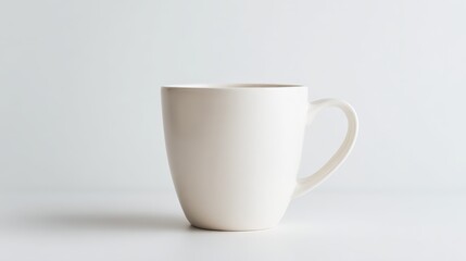 Fototapeta premium Minimalist Ceramic Mug on White Surface, Ideal for Mockups and Product Presentations in Clean Studio Lighting