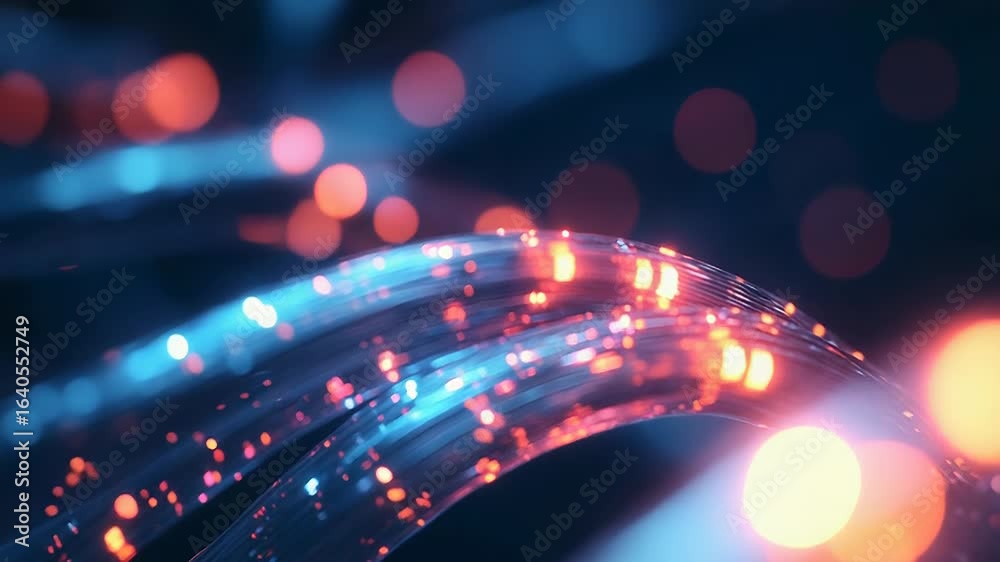 Canvas Prints fiber optic cables transferring data with bokeh effect
