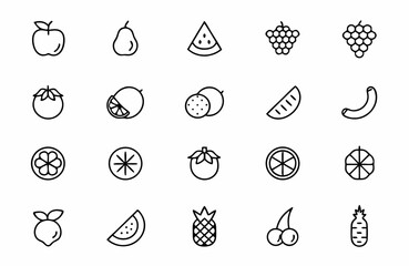 fruits and vegetables icons set