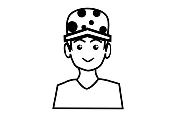 icon avatar a boy using hat with smiling face