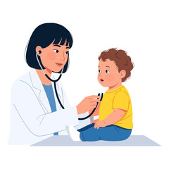 Doctor Examining a Child Patient with a Stethoscope 1.