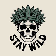 Tribal skull with feather headdress and 