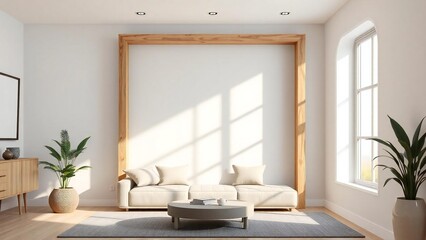 Fototapeta premium modern living room with fireplace